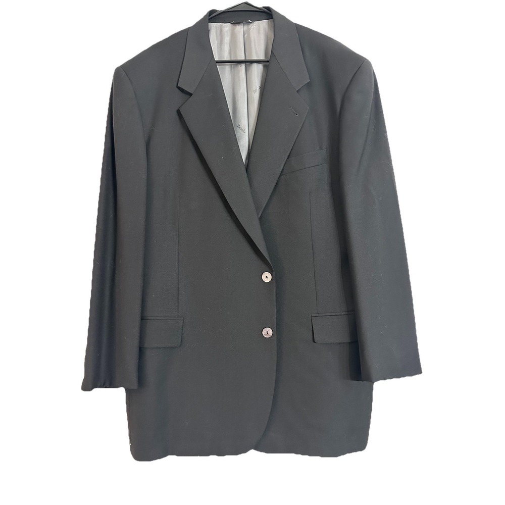 Zanella Men's Black Wool Blazer 46R Sport Coat Italy Made Two Button Wow🤩
